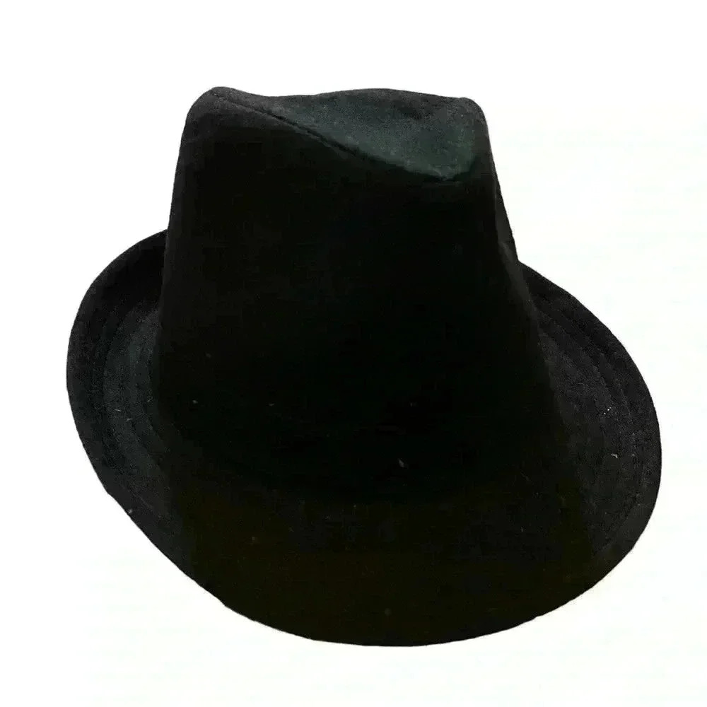 Simplicity Fedora Hat All Black Manhattan Wool & Polyester Fabric One Size - Picture 2 of 8